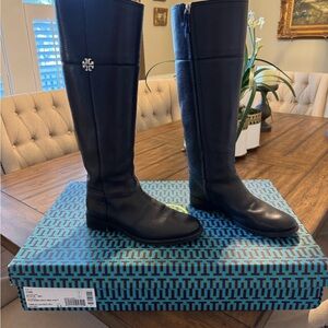 Tory Burch Black Leather Riding Boots